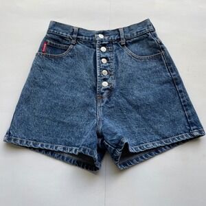 VTG Y2K BONGO Womens Size 7 High-Waisted Button-Fly Denim Shorts Made In USA